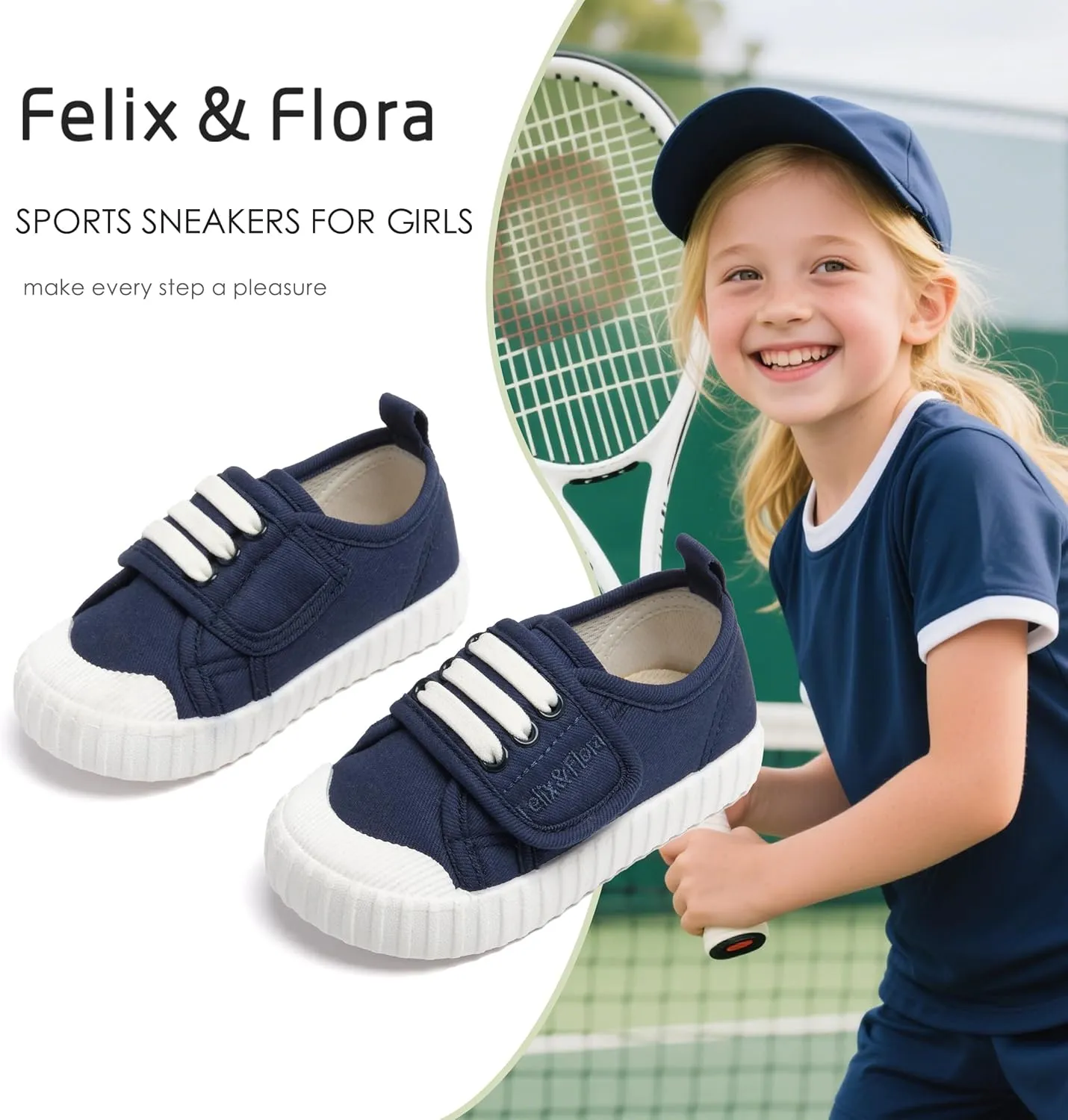Felix & Flora Toddler/Little Kid Girls Running Shoes Sports Sneakers Princess Casual Glitter Shoes.