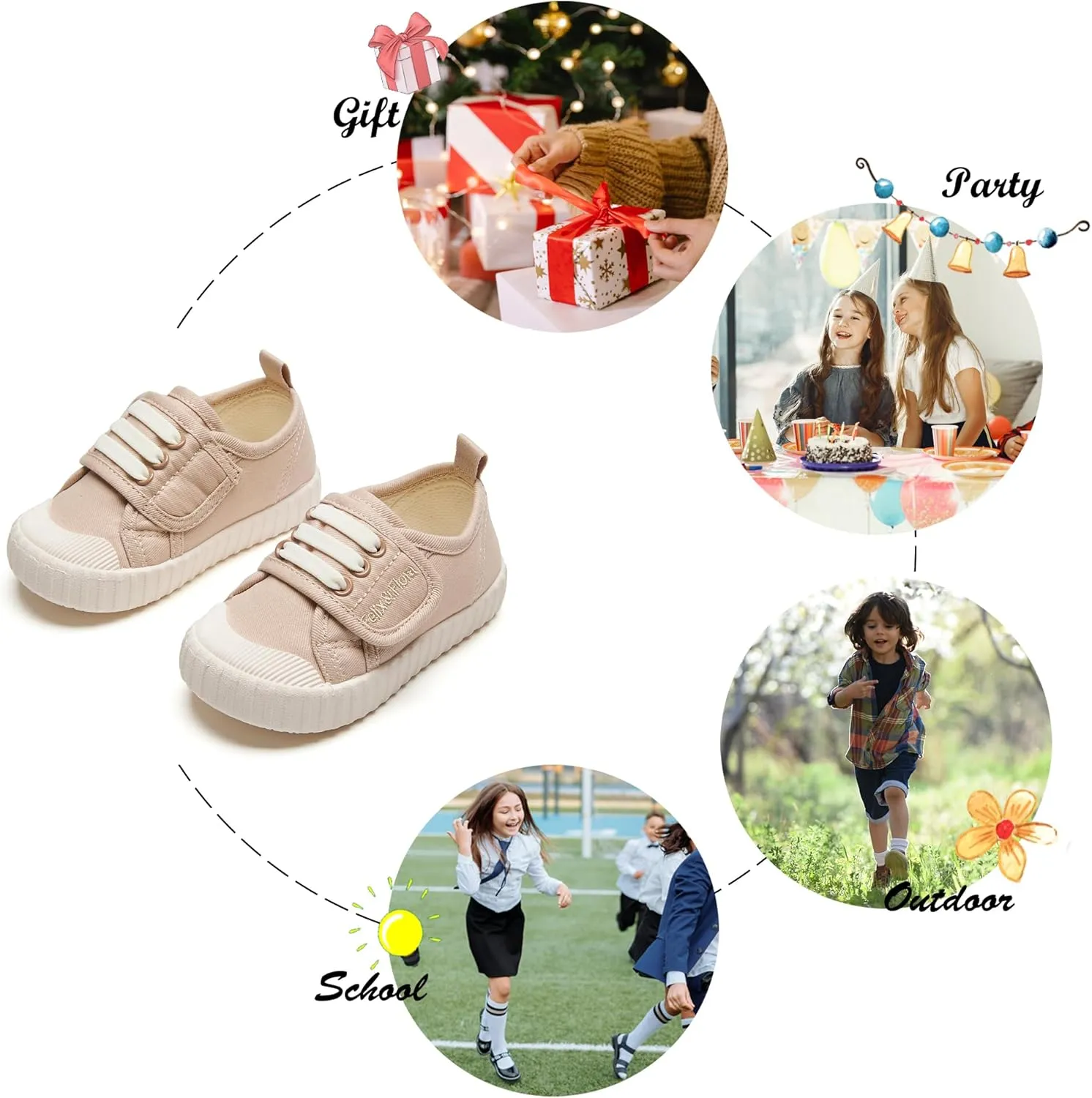 Felix & Flora Toddler/Little Kid Girls Running Shoes Sports Sneakers Princess Casual Glitter Shoes.