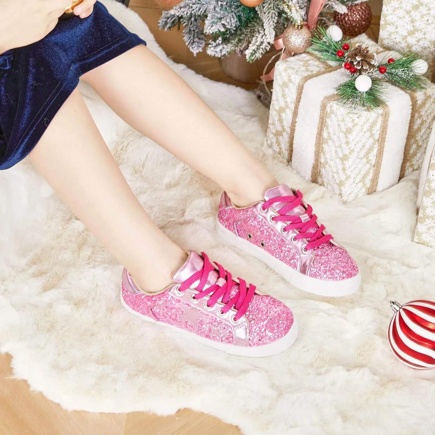 Felix & Flora Toddler/Little Kid Girls Running Shoes Sports Sneakers Princess Casual Glitter Shoes.