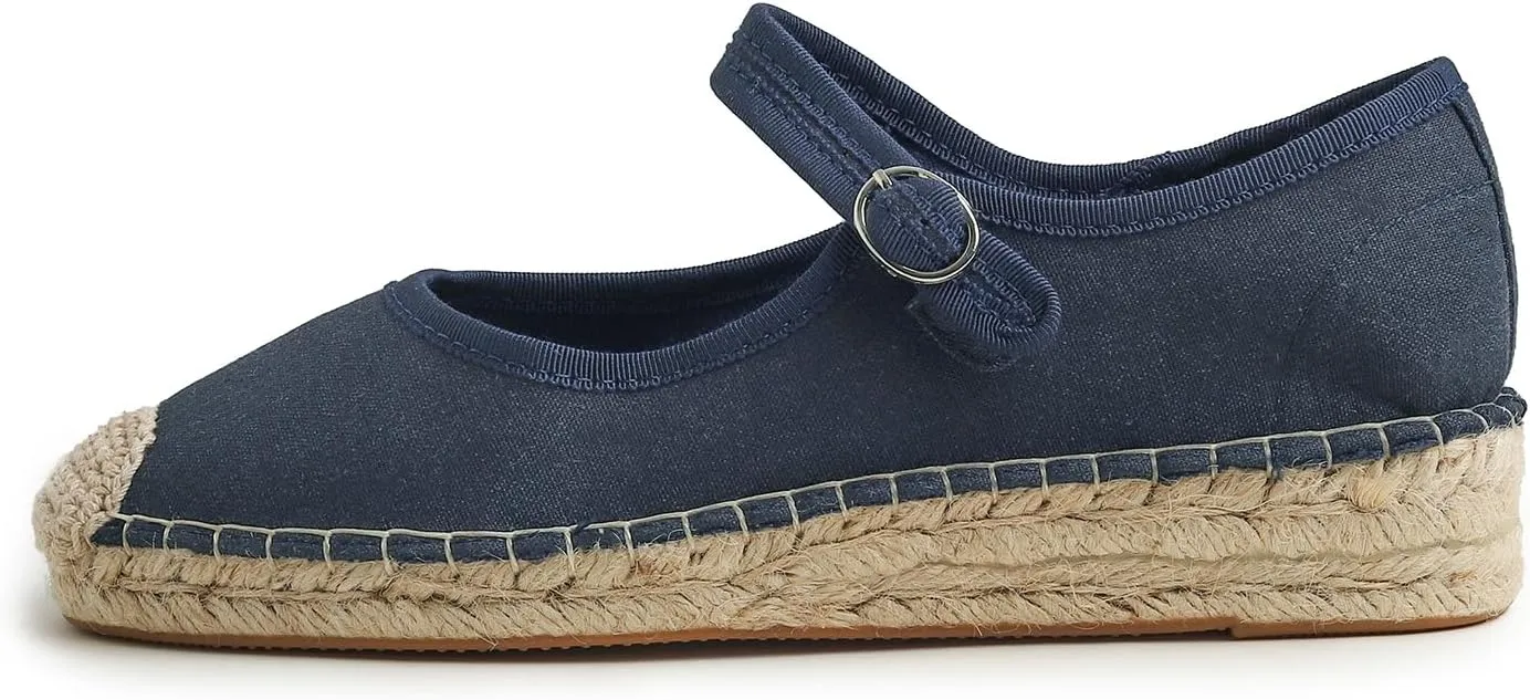 FEVERSOLE Close Toe Espadrilles Women's Comfort Breathable Ankle Strap Low Heel Wedge