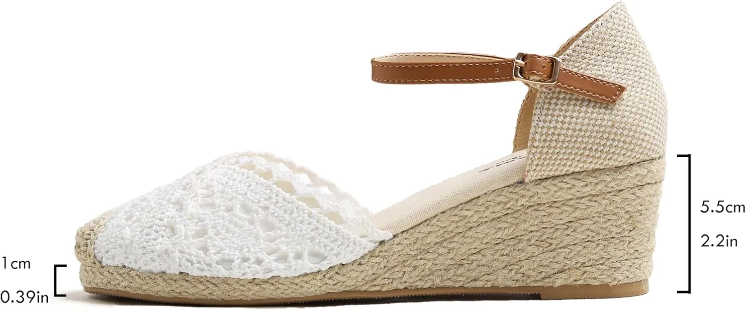 FEVERSOLE Close Toe Espadrilles Women's Comfort Breathable Slip On Flats Shoes