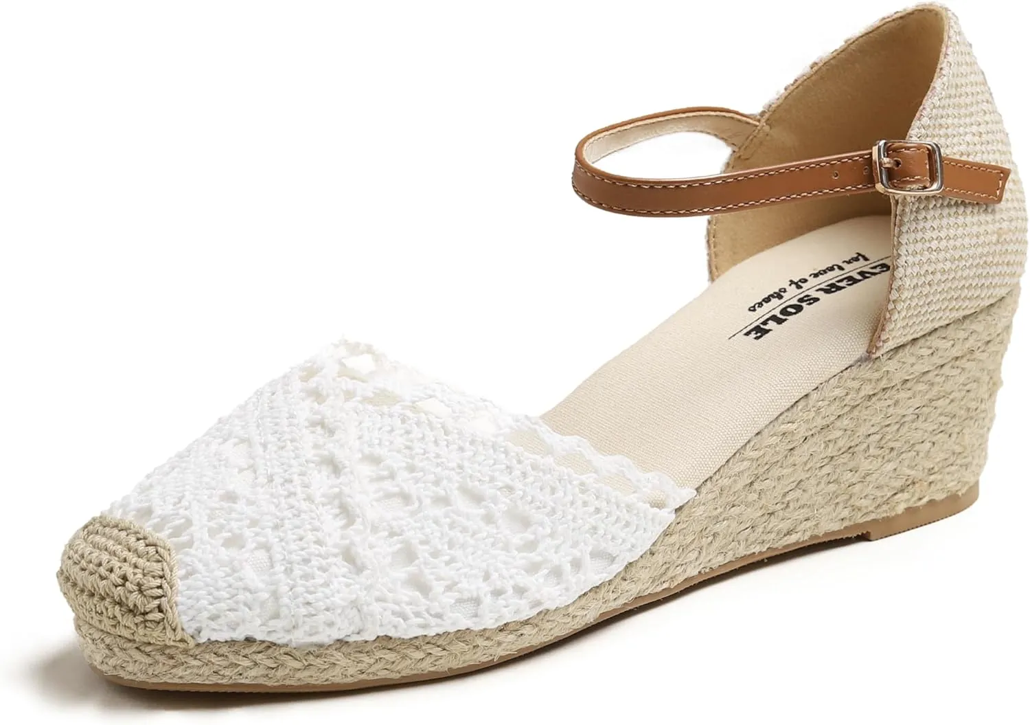 FEVERSOLE Close Toe Espadrilles Women's Comfort Breathable Slip On Flats Shoes