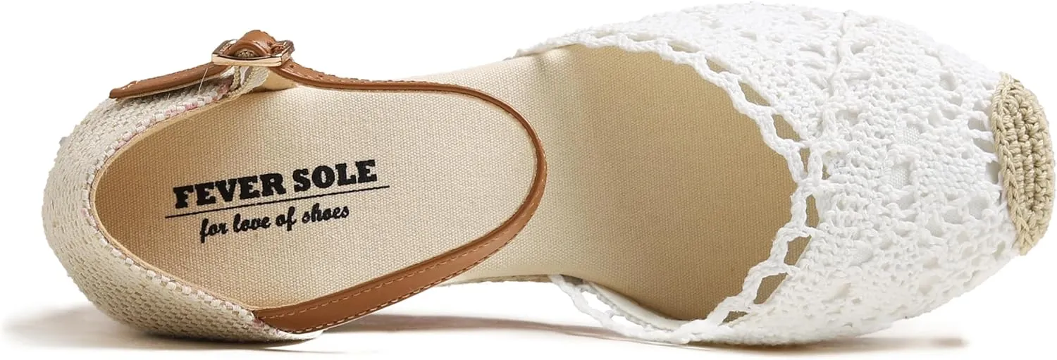 FEVERSOLE Close Toe Espadrilles Women's Comfort Breathable Slip On Flats Shoes