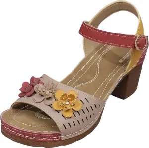 Fish Mouth Thick Heel Women's Shoes Fashionable Casual Flower Decoration Color Matching Sandals Takeaway Sandal
