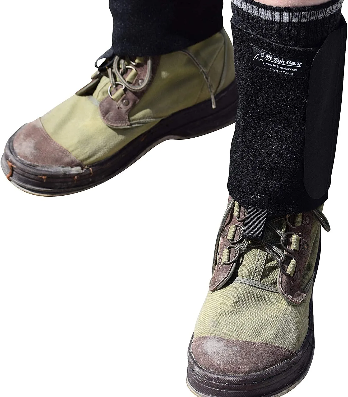 Fishing Boot Gravel Guard Black with Hook and Loop Closure Keeps - Dirt, Weeds, Rocks Out of Your Wading Boots.