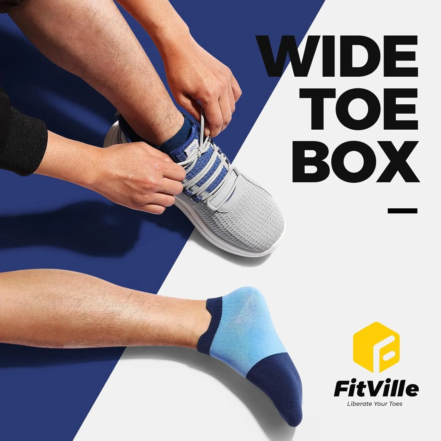 FitVille Mens Wide Sneakers Road Running Shoes Athletic Shoes with Wide Toe Box - Fresh Core