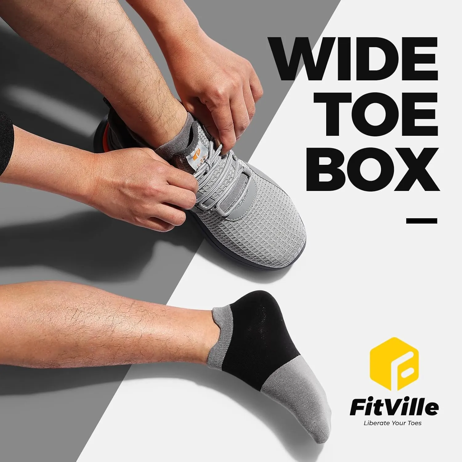 FitVille Mens Wide Sneakers Road Running Shoes Athletic Shoes with Wide Toe Box - Fresh Core