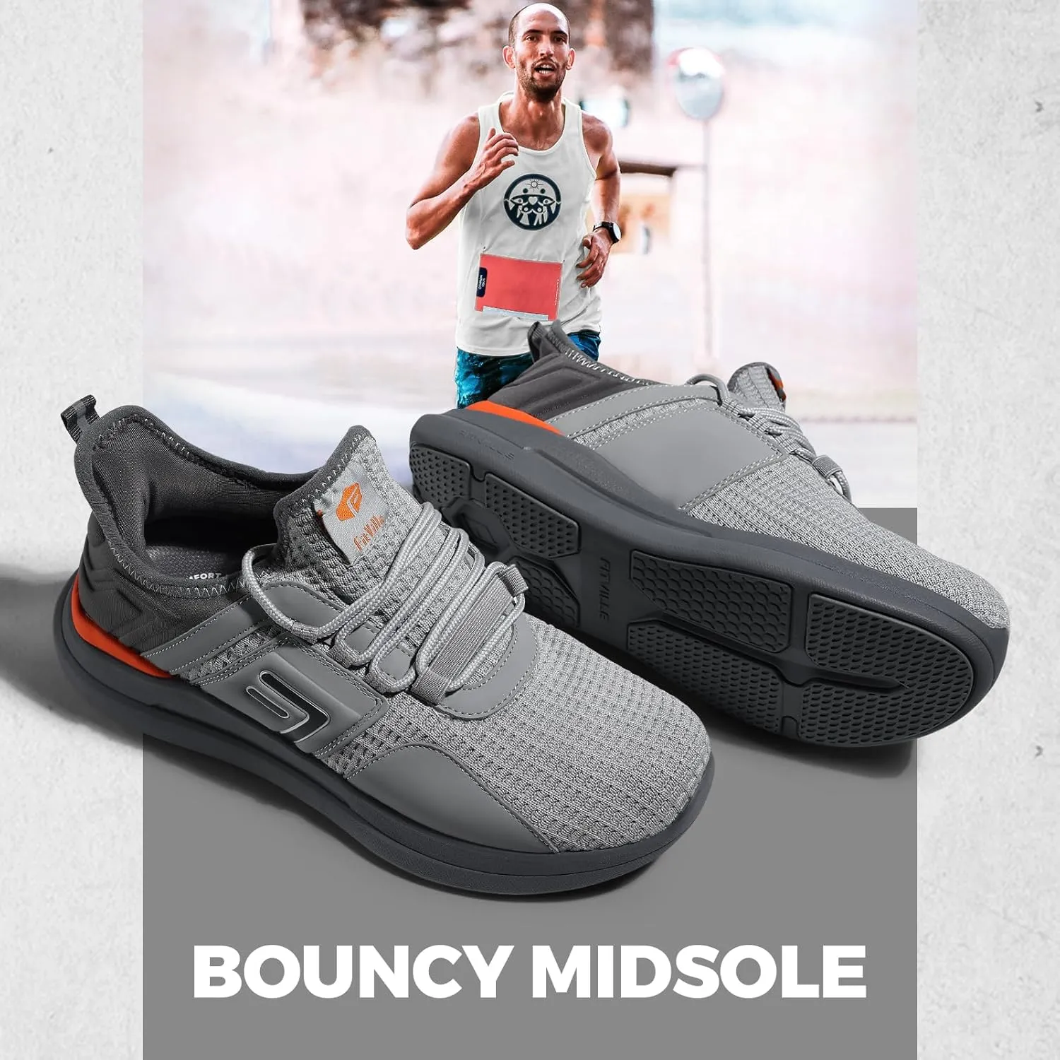 FitVille Mens Wide Sneakers Road Running Shoes Athletic Shoes with Wide Toe Box - Fresh Core