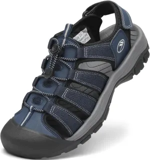 FLARUT Men's Athletic Sandals - Closed Toe Sport Hiking & Outdoor Walking Water Sandals with Anti-Slip Cushioning and Breathable Mesh