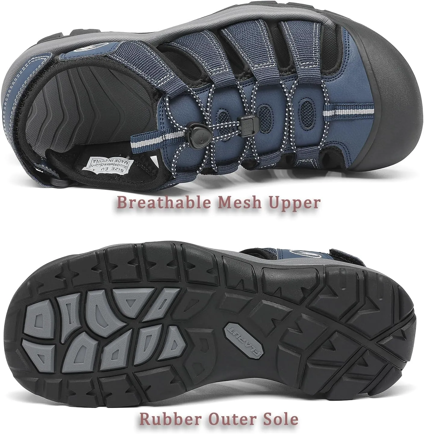 FLARUT Men's Athletic Sandals - Closed Toe Sport Hiking & Outdoor Walking Water Sandals with Anti-Slip Cushioning and Breathable Mesh