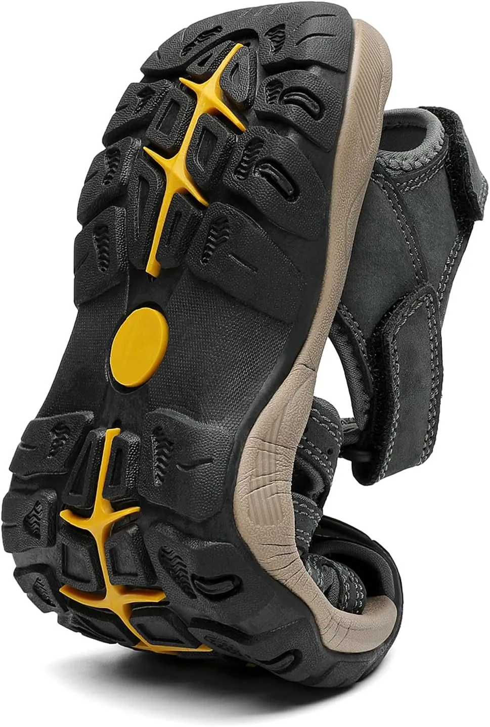 FLARUT Men's Sport Sandals Outdoor Hiking Sandals Closed Toe Leather Athletic Lightweight Trail Walking Casual Sandals Water Shoes