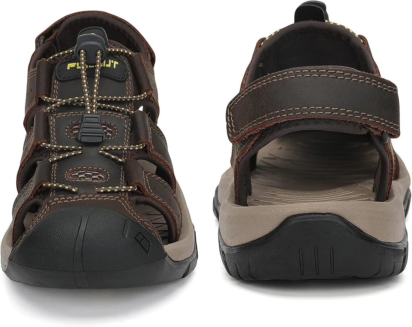 FLARUT Men's Sport Sandals Outdoor Hiking Sandals Closed Toe Leather Athletic Lightweight Trail Walking Casual Sandals Water Shoes