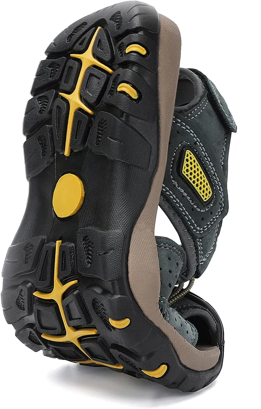FLARUT Men's Sport Sandals Outdoor Hiking Sandals Closed Toe Leather Athletic Lightweight Trail Walking Casual Sandals Water Shoes