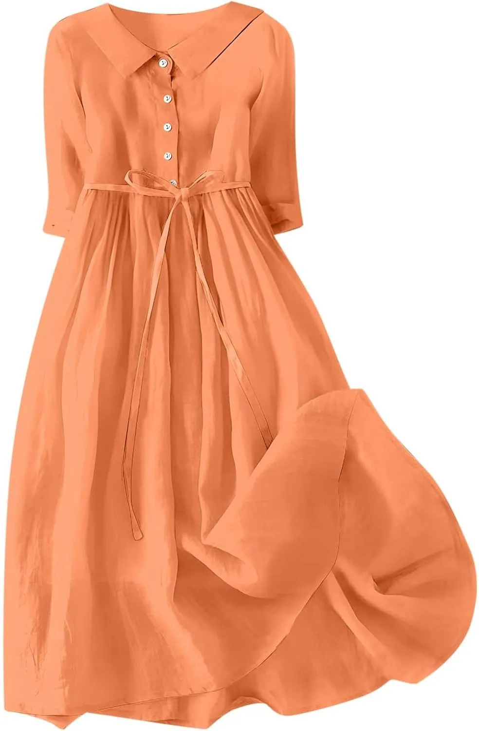Floral Sundresses for Women 2025 Summer Lapel Neck Button A-Line Dress Trendy Vacation Beach Flowy Long Dress