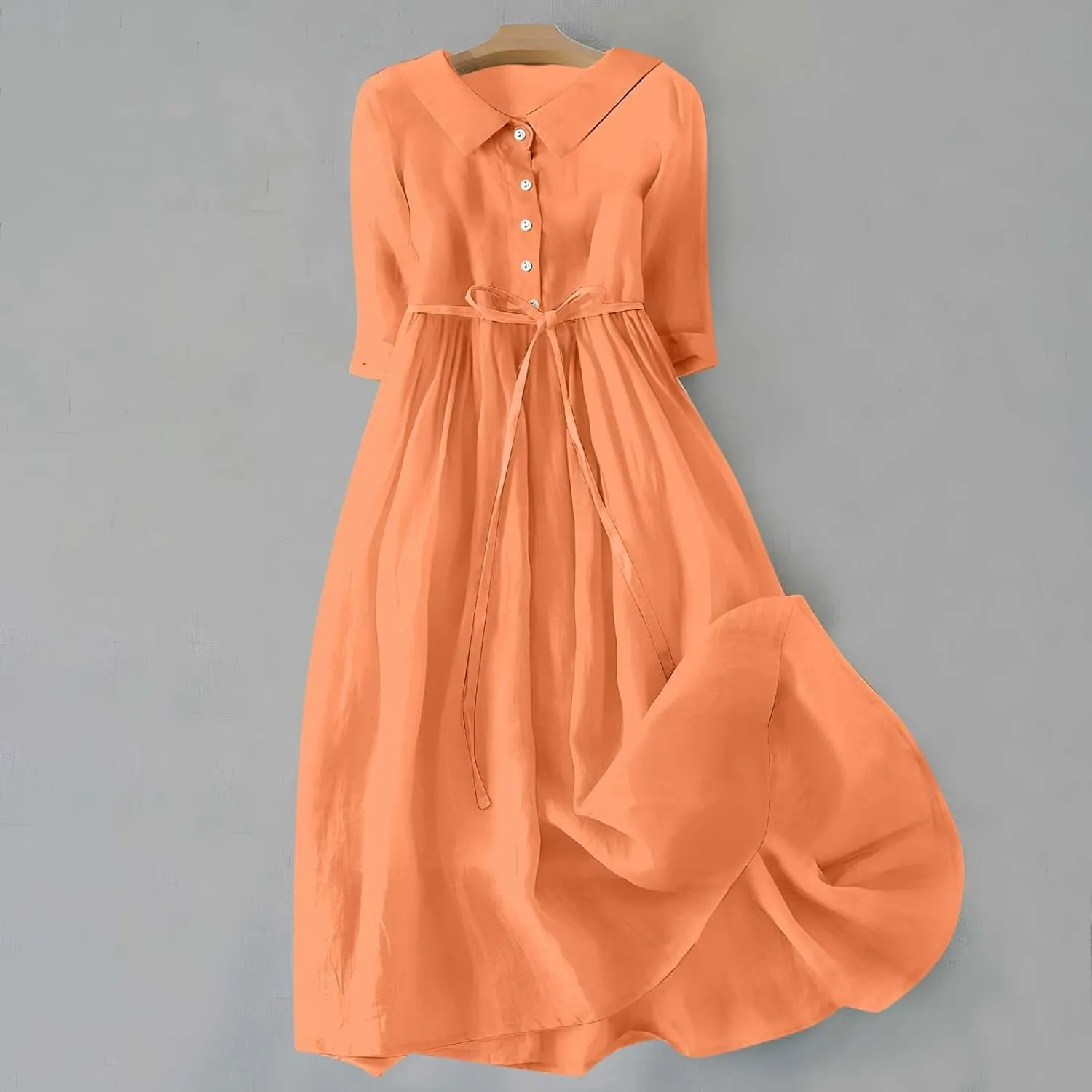 Floral Sundresses for Women 2025 Summer Lapel Neck Button A-Line Dress Trendy Vacation Beach Flowy Long Dress
