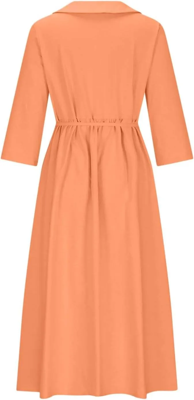 Floral Sundresses for Women 2025 Summer Lapel Neck Button A-Line Dress Trendy Vacation Beach Flowy Long Dress