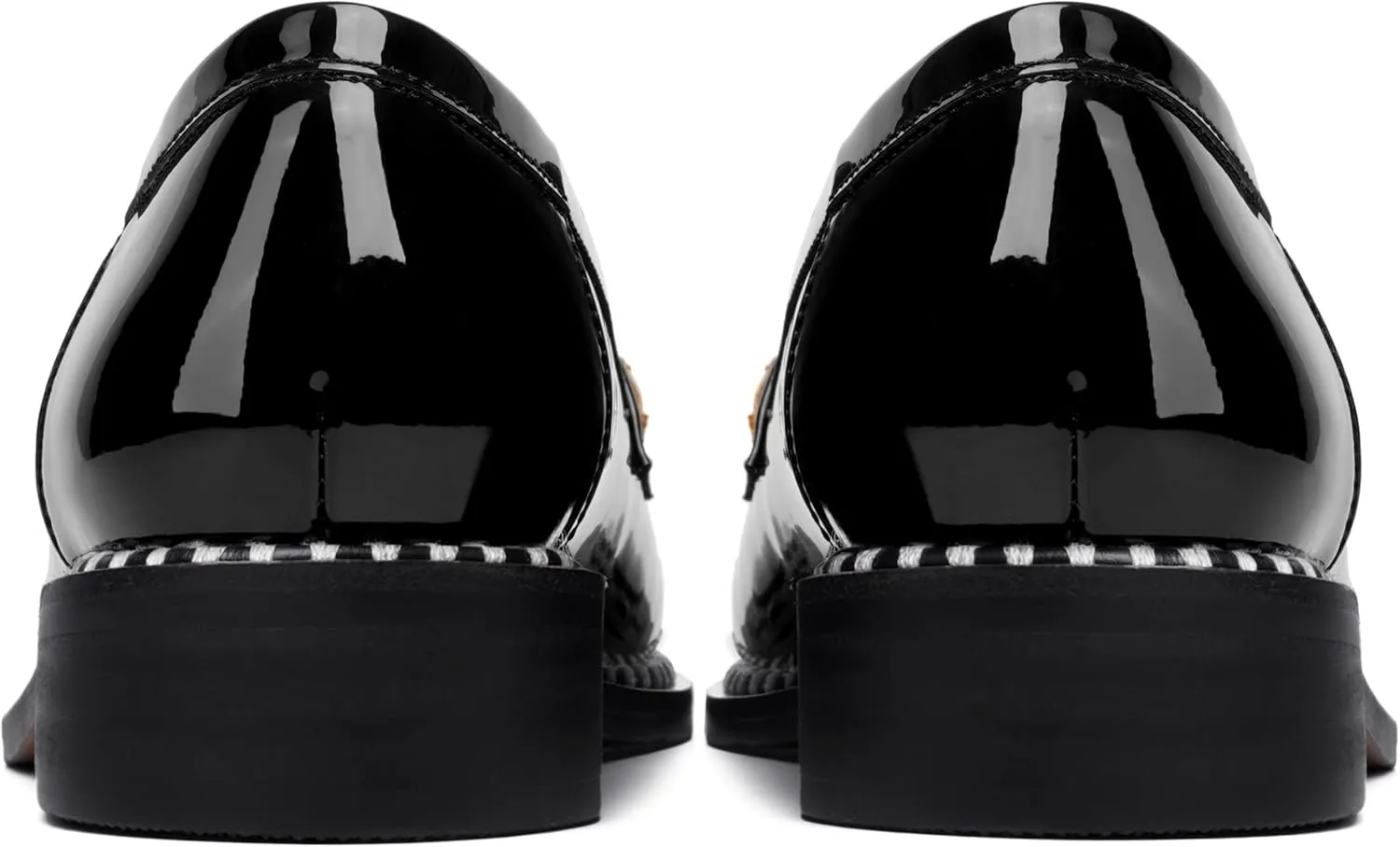 FOGEENA Womens Slip On Penny Fashion Casual Round Toe Patent Leather Chunky Low Heel Loafers Dress Shoes 1 Inch