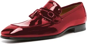 FOWT Men Glossy Square Toe Tassels Decor Loafers Low Heel Slip On Casual Daily Walking Shoes Size 4-16 US