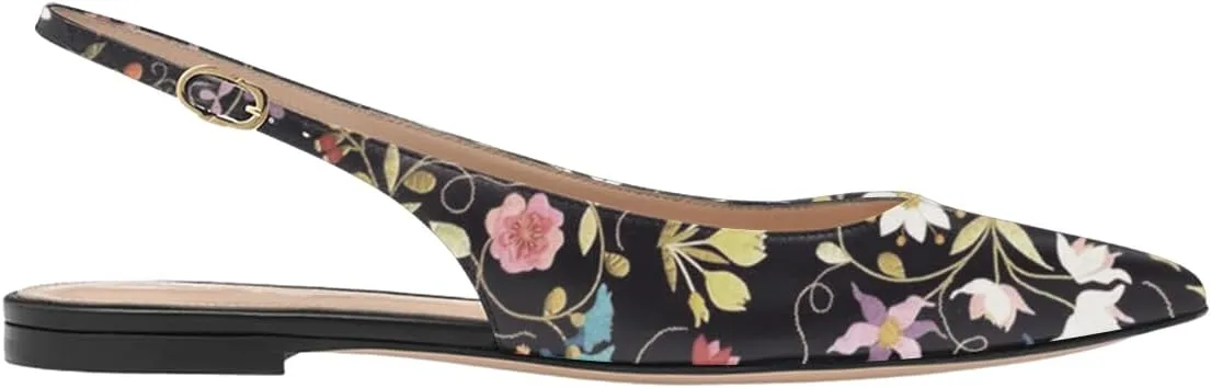 FOWT Simple Closed Pointed Toe Slingback Buckle Strap Womens Flats Comfort Casual Daily Mules Shoes Ladies Slip on Sandals for Dressy Driving Commuting Travel, US Size 4-16 M