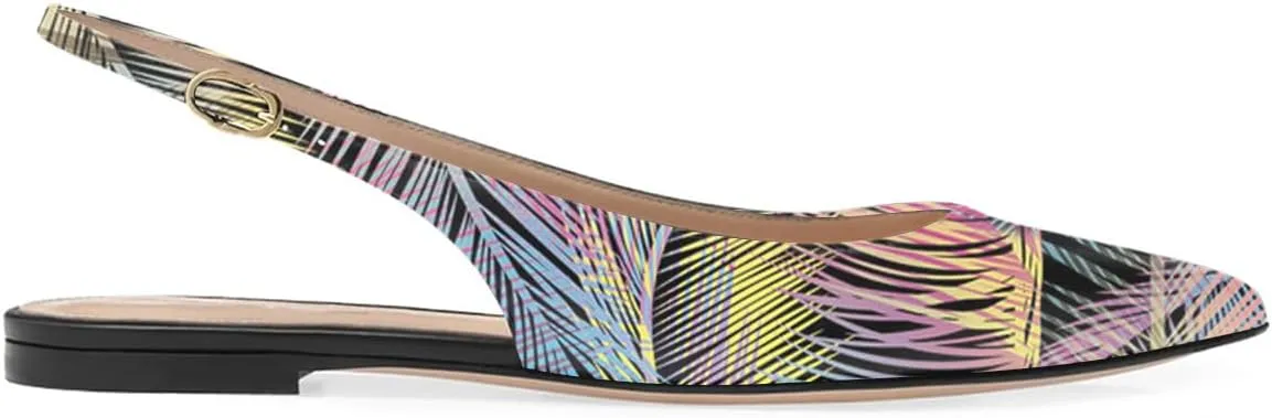 FOWT Simple Closed Pointed Toe Slingback Buckle Strap Womens Flats Comfort Casual Daily Mules Shoes Ladies Slip on Sandals for Dressy Driving Commuting Travel, US Size 4-16 M