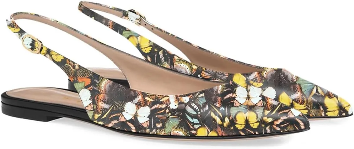 FOWT Simple Closed Pointed Toe Slingback Buckle Strap Womens Flats Comfort Casual Daily Mules Shoes Ladies Slip on Sandals for Dressy Driving Commuting Travel, US Size 4-16 M