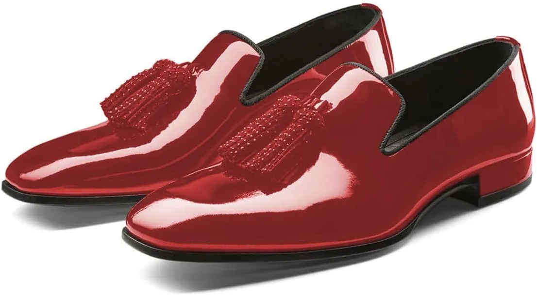 FOWT Women Classic Clossed Square Toe Low Heel Loafers Slip On Ladies Glossy Casual Outdoor Shoes Size 4-16 US