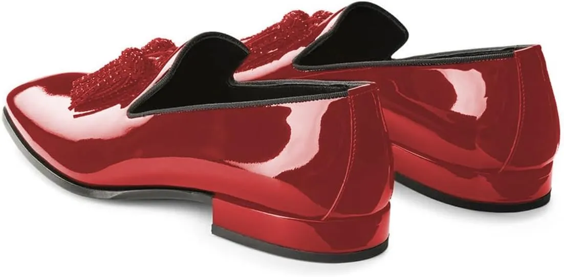 FOWT Women Classic Clossed Square Toe Low Heel Loafers Slip On Ladies Glossy Casual Outdoor Shoes Size 4-16 US