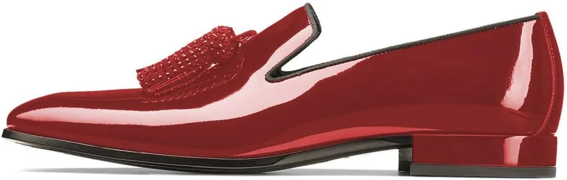 FOWT Women Classic Clossed Square Toe Low Heel Loafers Slip On Ladies Glossy Casual Outdoor Shoes Size 4-16 US