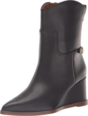 Franco Sarto Womens Etta Pointed Toe Wedge Booties Eggplant Leather 11 M