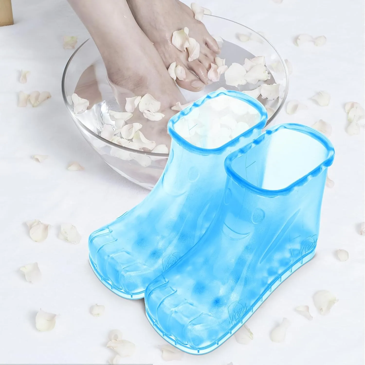 FRCOLOR 1 Pair Foot Spa Shoes, Foot Scrubber Massage Foot Bath Shoes Bucket Boots for Soaking Foot Toe Nails Ankles Relaxation Feet Care Promote Blood Circulation