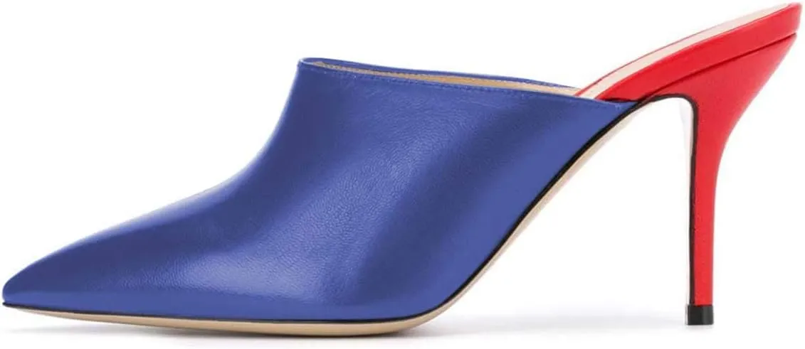 FSJ Women Basic Pointed Toe Mules Stiletto Heels Sandals Slip On Evening Party Shoes Size 4-15 US