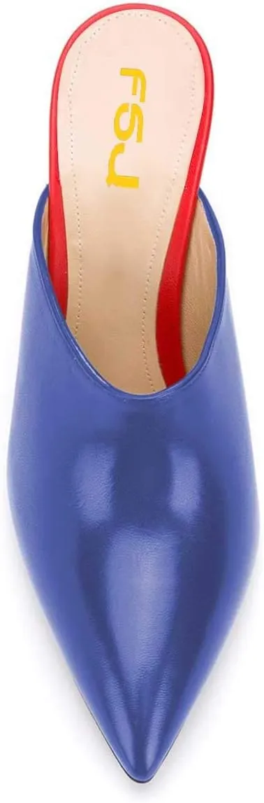 FSJ Women Basic Pointed Toe Mules Stiletto Heels Sandals Slip On Evening Party Shoes Size 4-15 US