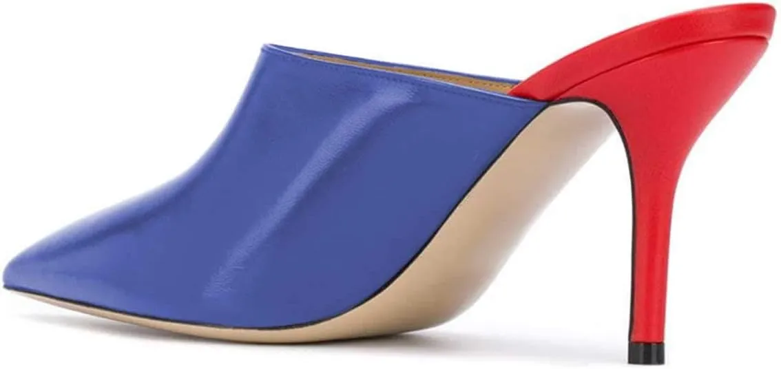 FSJ Women Basic Pointed Toe Mules Stiletto Heels Sandals Slip On Evening Party Shoes Size 4-15 US