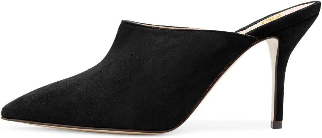 FSJ Women Basic Pointed Toe Mules Stiletto Heels Sandals Slip On Evening Party Shoes Size 4-15 US