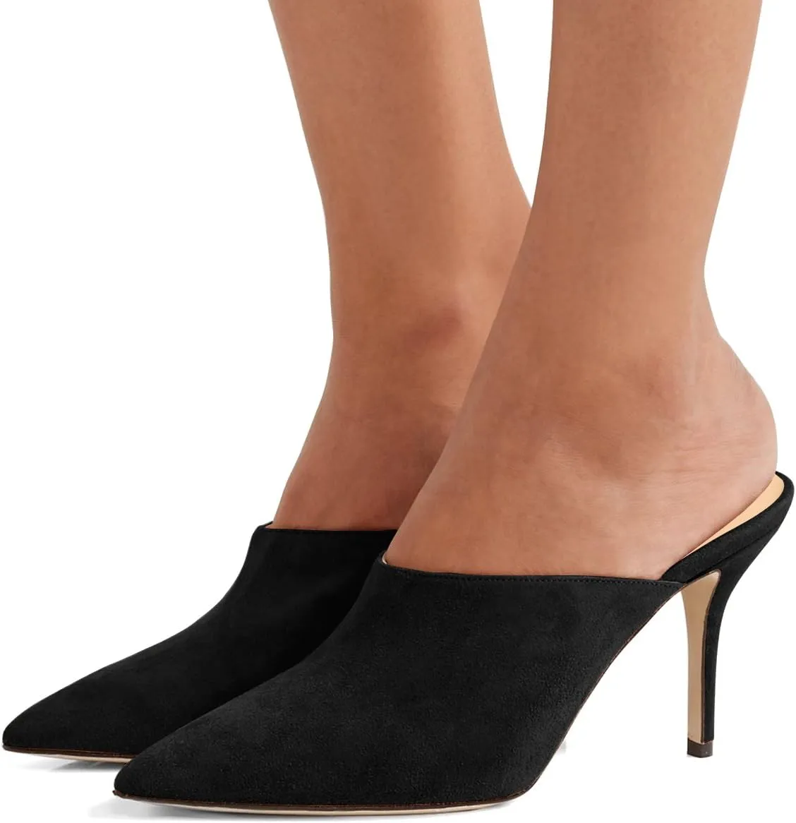 FSJ Women Basic Pointed Toe Mules Stiletto Heels Sandals Slip On Evening Party Shoes Size 4-15 US