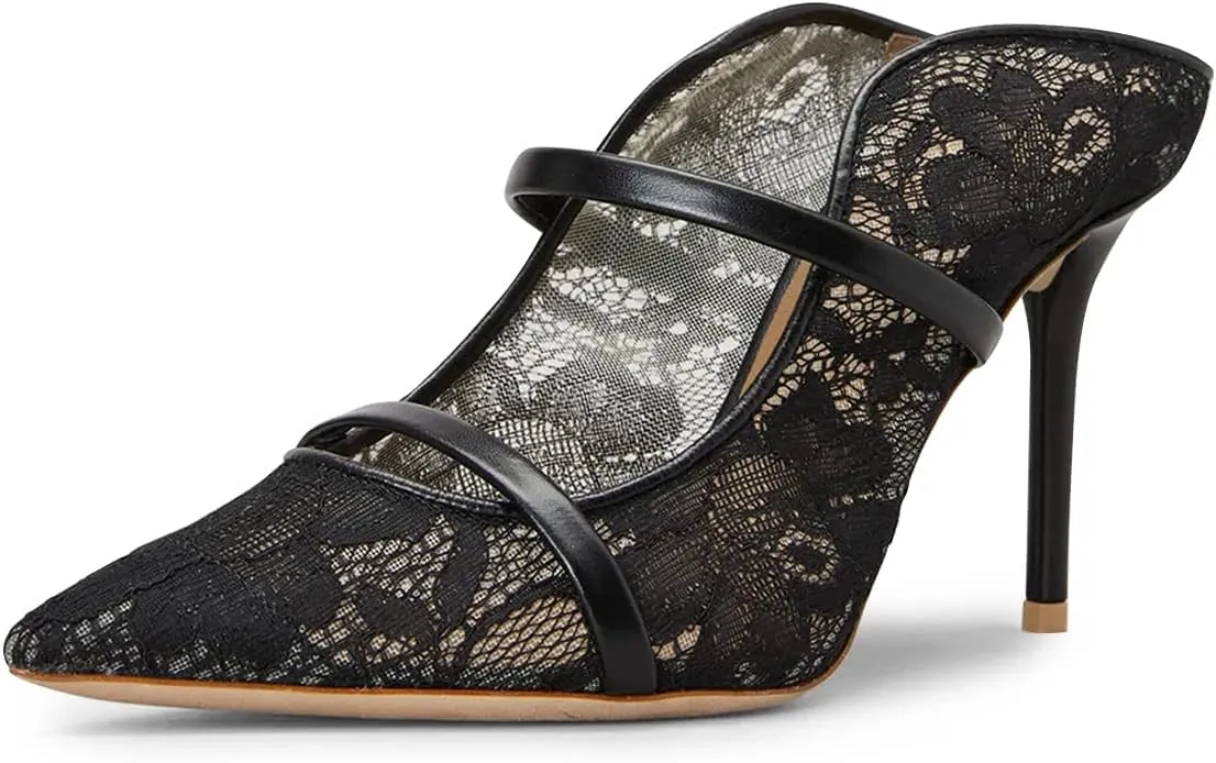 FSJ Women Fashion Pointy Toe Mules Sandals High Heels Pumps Double Straps Slide Sandals Casual Summer Outfit Shoes Size 4-15 M US