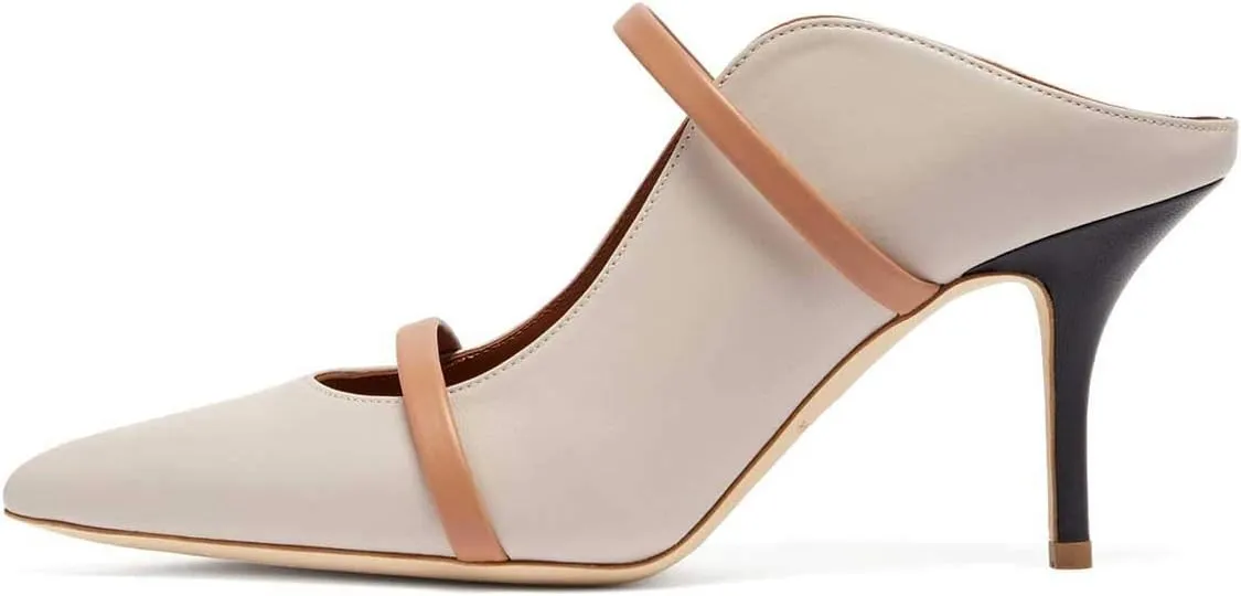 FSJ Women Fashion Pointy Toe Mules Sandals High Heels Pumps Double Straps Slide Sandals Casual Summer Outfit Shoes Size 4-15 M US