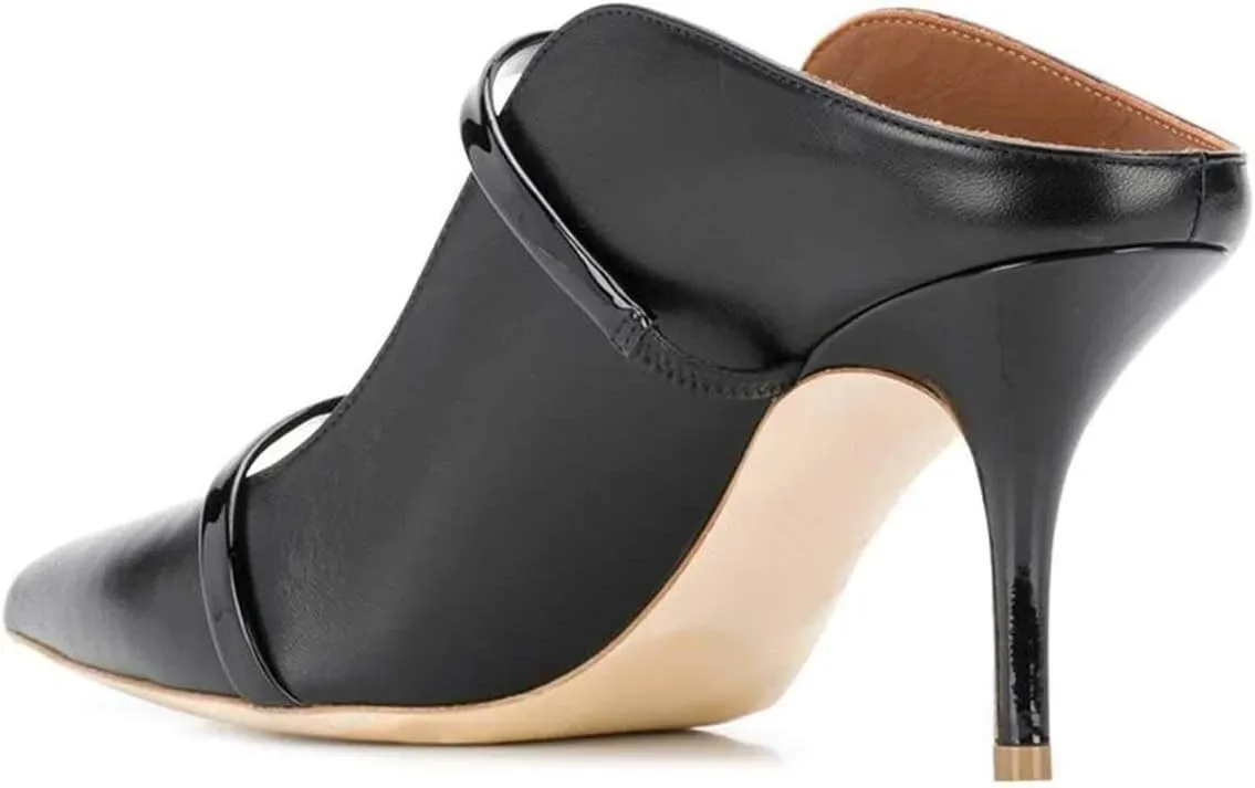 FSJ Women Fashion Pointy Toe Mules Sandals High Heels Pumps Double Straps Slide Sandals Casual Summer Outfit Shoes Size 4-15 M US