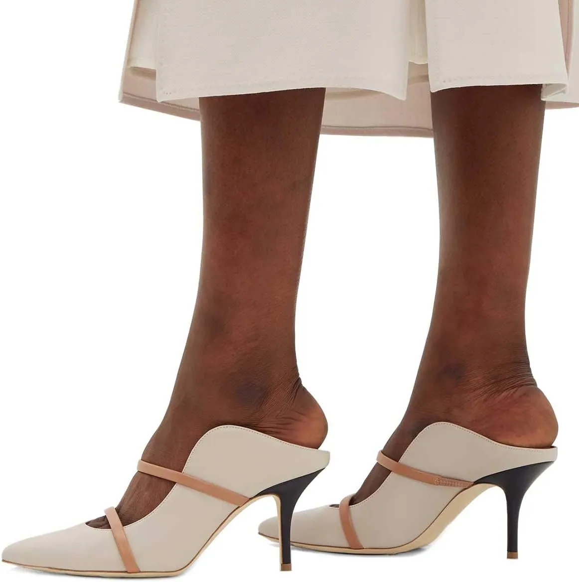 FSJ Women Fashion Pointy Toe Mules Sandals High Heels Pumps Double Straps Slide Sandals Casual Summer Outfit Shoes Size 4-15 M US