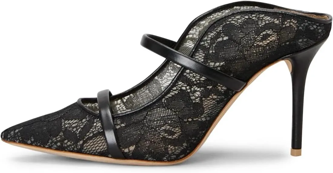 FSJ Women Fashion Pointy Toe Mules Sandals High Heels Pumps Double Straps Slide Sandals Casual Summer Outfit Shoes Size 4-15 M US