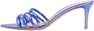 FSJ Women High Heel Pointy Open Toe Clog Mules Gladiator Strappy Sandals Slip On Slide Comfort Summer Shoes Size 4-15 US