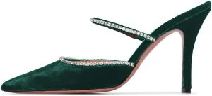 FSJ Women Sexy Rhinestone Slide Mules Pumps Pointed Strappy High Heels Sandals for Party Evening Shoes
