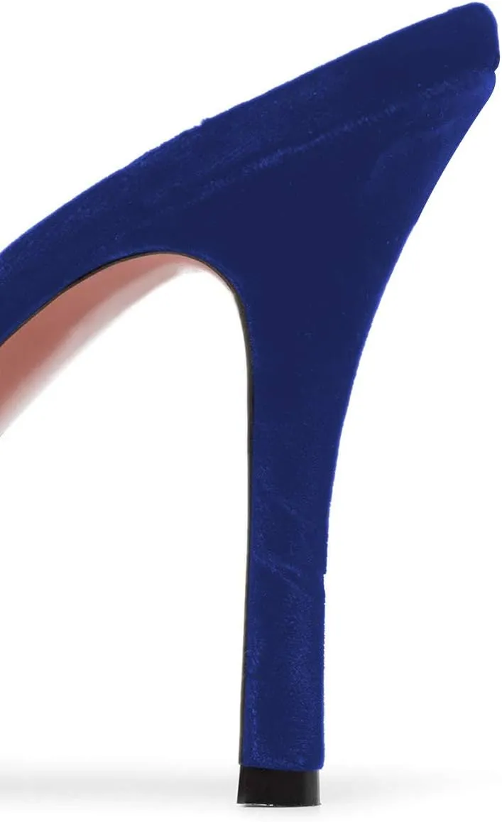 FSJ Women Sexy Rhinestone Slide Mules Pumps Pointed Strappy High Heels Sandals for Party Evening Shoes