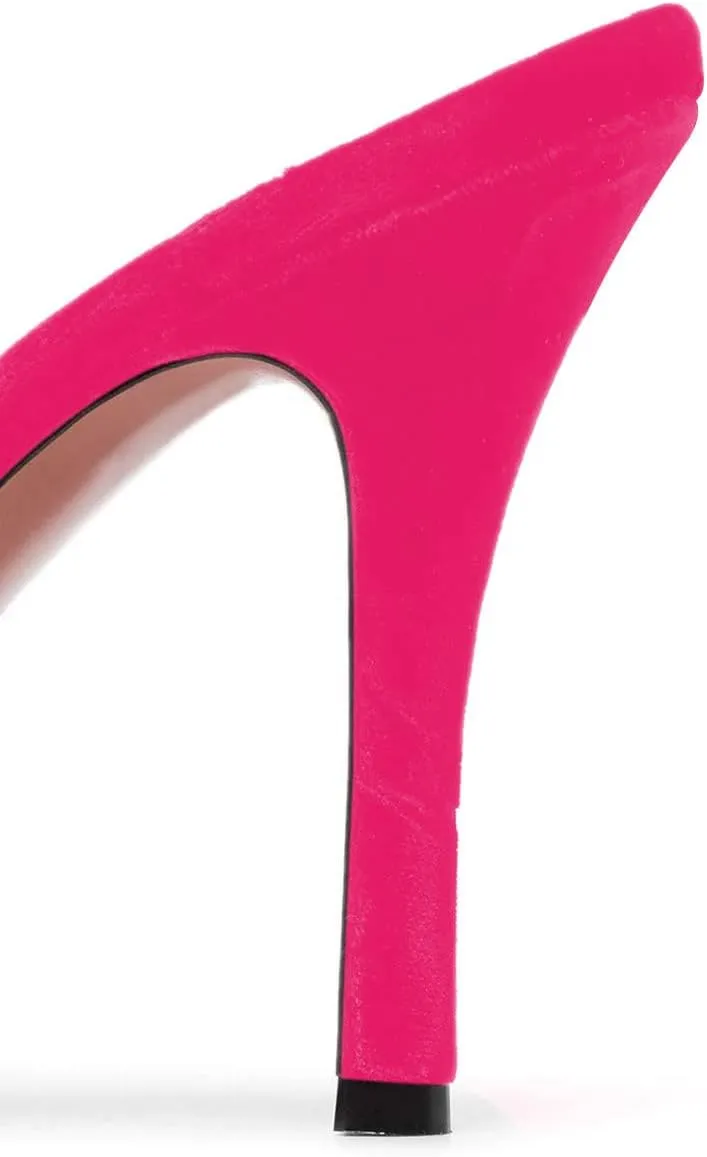 FSJ Women Sexy Rhinestone Slide Mules Pumps Pointed Strappy High Heels Sandals for Party Evening Shoes