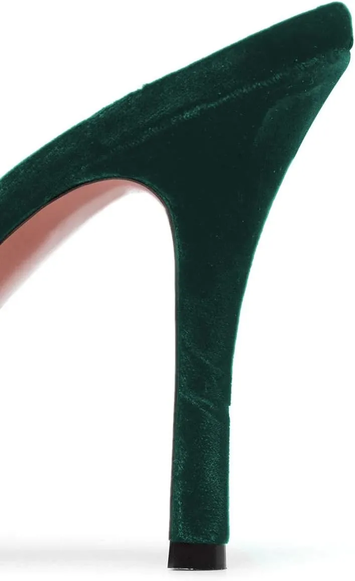 FSJ Women Sexy Rhinestone Slide Mules Pumps Pointed Strappy High Heels Sandals for Party Evening Shoes