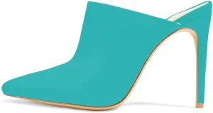 FSJ Women Slip On Closed Pointed Toe Mules Slide Sandals Stiletto High Heels Classic Summer Shoes Size 4-15 US