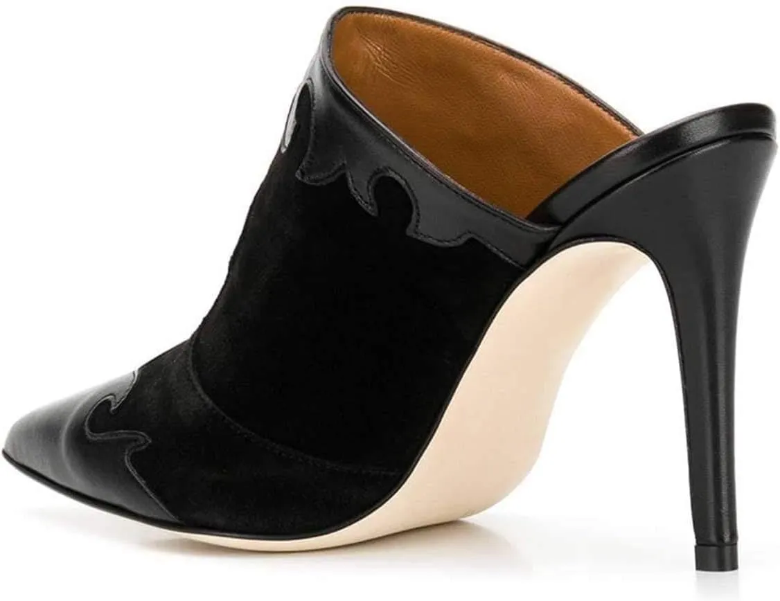 FSJ Women Slip On Closed Pointed Toe Mules Slide Sandals Stiletto High Heels Classic Summer Shoes Size 4-15 US