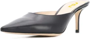 FSJ Women Slip On Mid High Heeled Mules Slipper Closed Pointed Toe Sandals Slides Dress Shoes Size 4-15 US