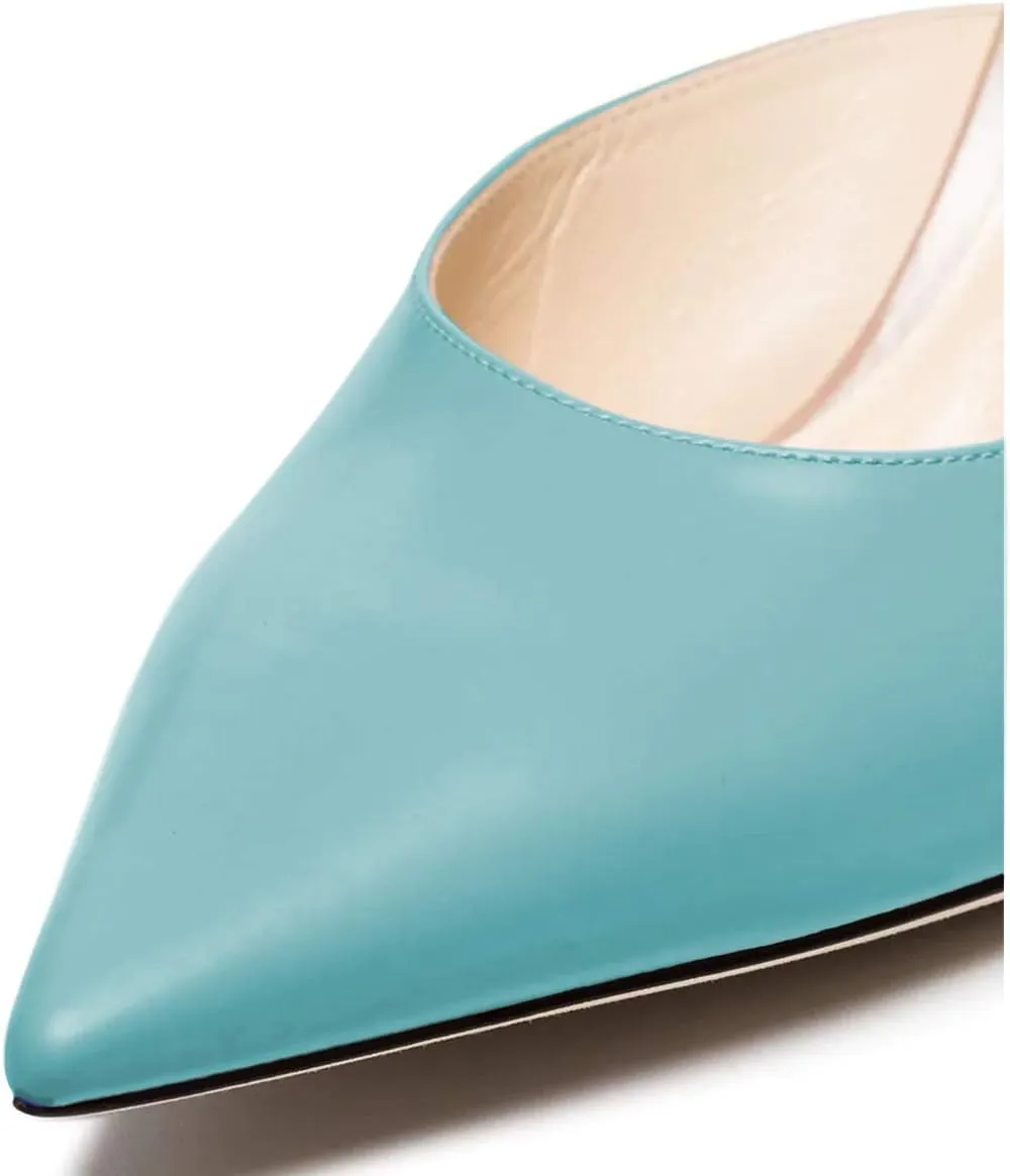 FSJ Women Slip On Mid High Heeled Mules Slipper Closed Pointed Toe Sandals Slides Dress Shoes Size 4-15 US