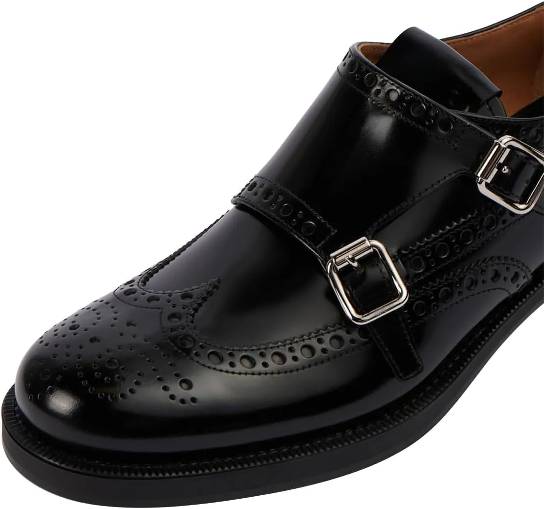 FSJ Women's Oxfords Round Toe Monk Strap Double Buckle Chunky Low Heel Pumps Comfortable Wingtip Formal Office Business Loafers Shoes Size 4-16 US